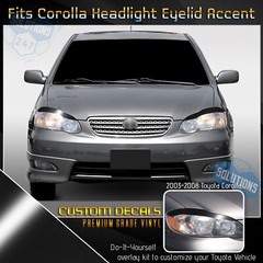 For 2003-2008 Toyota Corolla Headlight Eyelid Set Trim Decals – Gloss Vinyl