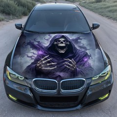Car Hood Wrap Vinyl Decal Grim Reaper Smoke Graphic Custom Size Made to Fit