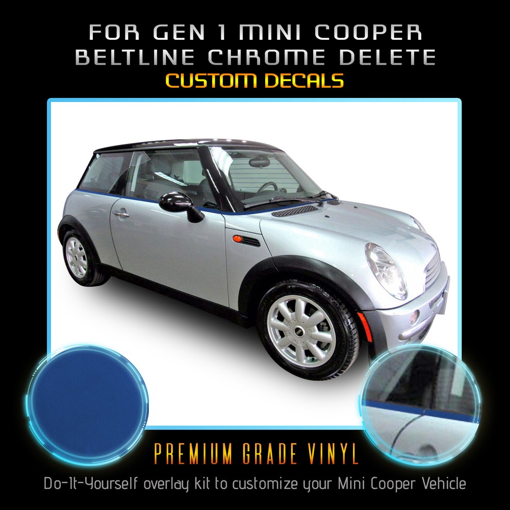 For Gen 1 Mini Beltline Window Trim Chrome Delete Overlay – Satin Metallic Vinyl