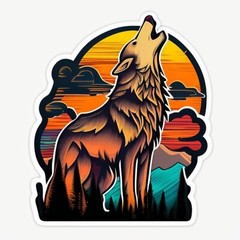 Wolf Sticker Cup Laptop Car Vehicle Window Bumper Vinyl Decal Wild Animals Moon