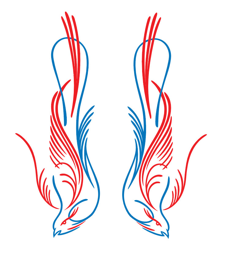 Hot Rod Pinstriping Bird Decals – Set of 2 – 11″ x 4″ – Ships Free! – 2 colors