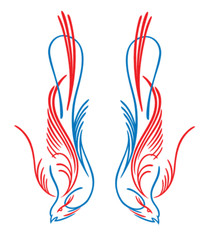 Hot Rod Pinstriping Bird Decals – Set of 2 – 11″ x 4″ – Ships Free! – 2 colors