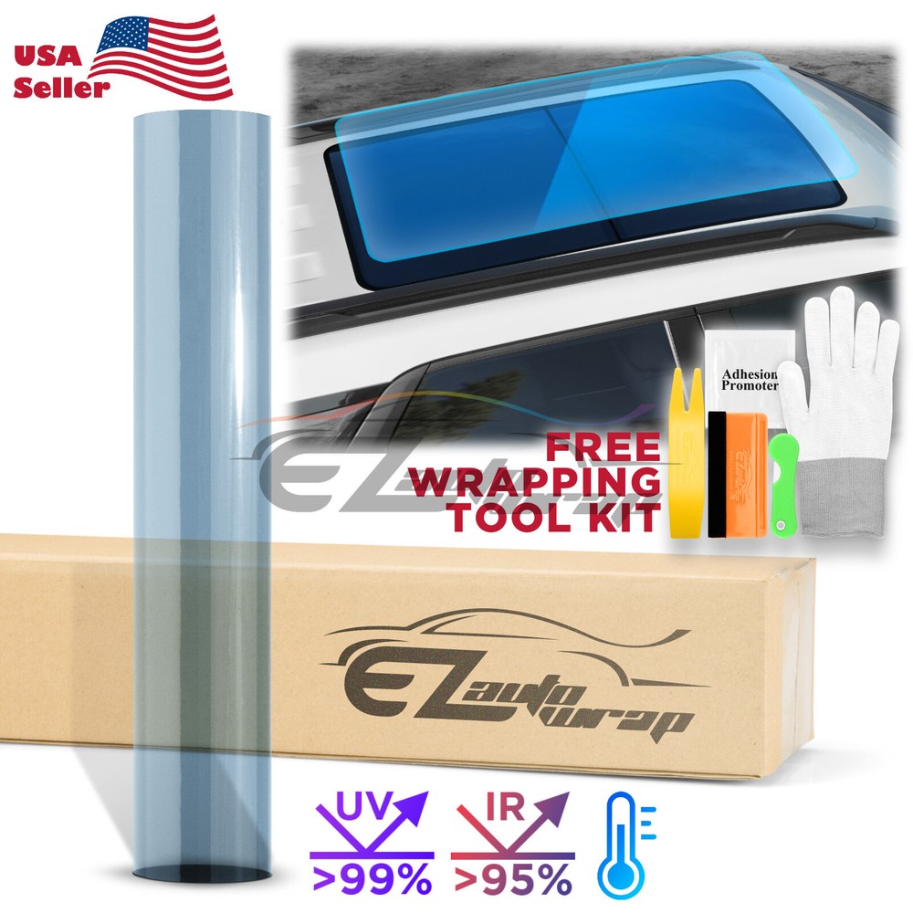 TPU Light Blue Glass Sunroof VLT70% UV99% Block Windshield Sunshade Top Window