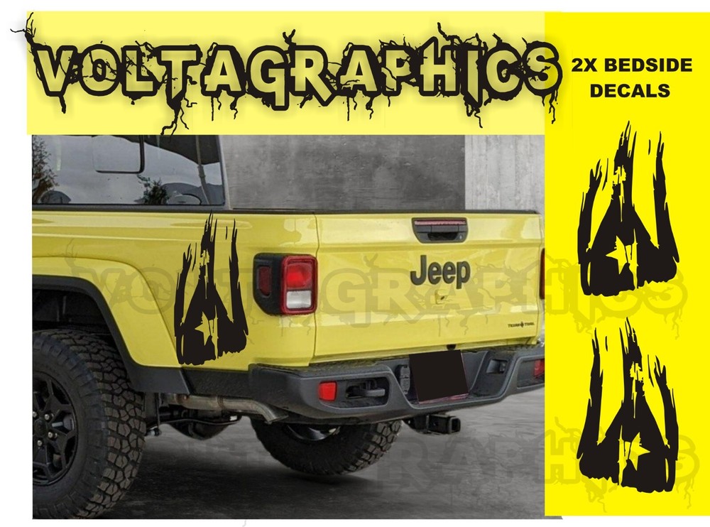Vinyl Bedside decals for Jeep Gladiators 2019-2024 Puerto Rico Distressed Flags