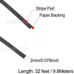 1/12″ 2mm Dark Grey & Matte Black Pinstriping Pin Stripe DIY Vinyl Decal Sticker