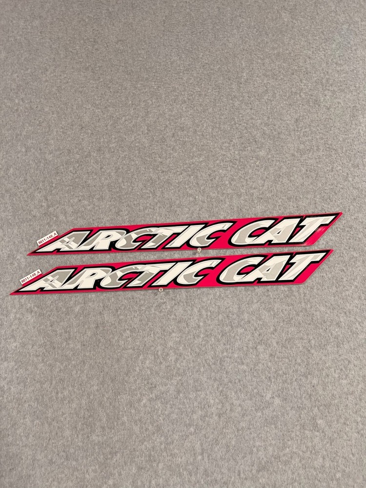 Lot of 2 Arctic Cat OEM Upper Side Hood Decal – 2008 120 Pink – 8611-149