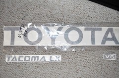 MATTE BLACK TOYOTA TACOMA TRUCK TAILGATE LOGO DECAL 95-99 FLAT LETTERS V6
