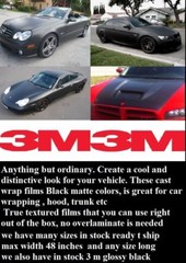 12″ X 5 FEET 3M™ BLACK OPAQUE MATTE FILM BUBBLE FREE CAR WRAP BOAT TRUCK