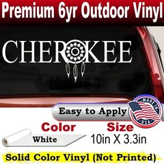 Cherokee Indian Dreamcatcher Car Truck Window Laptop Decal Sticker White 10X3.3