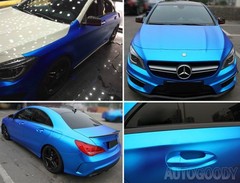 36″ x 60″ Satin Matte Chrome Metallic Deep Blue Vinyl Film Wrap Bubble Free