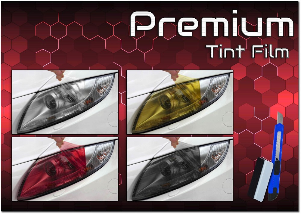 Premium Glossy Headlight Taillight Fog Light Vinyl Sticker Tint Film Tail Light
