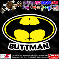 Buttman Batman Parody Funny Full Color Car Truck Window Vinyl Decal Sticker.