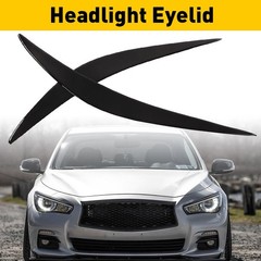 2-20X Headlight Eyelid Eyebrows Eye Lid Brow Gloss Black For Infiniti Q50 14-21