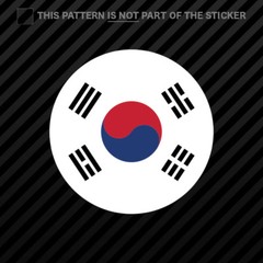 Round South Korean Flag Sticker Self Adhesive Vinyl South Korea KOR KR