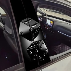 1Pair Black Dice Car Stickers Self-Adhesive B-Pillar Decals Scratch-Resistant