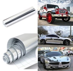 Self Adhesive Reflective Chrome Silver Vinyl Wrap Sticker Decal Film Sheet 15×60