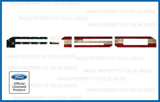 2018 Ford F150 Tailgate Insert Decals Letters Indent Stickers AMERICAN FLAG WORN