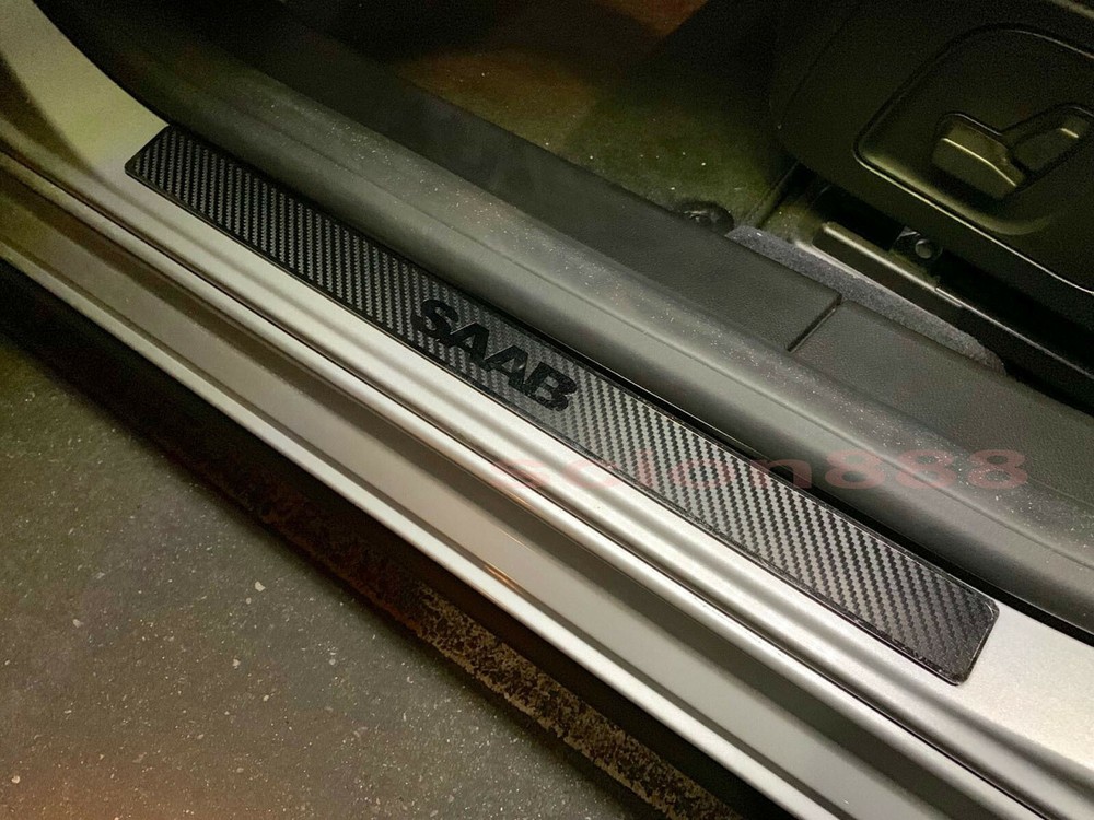 For SAAB Models Carbon Fiber Style Door Sill Scuff Plate Sills (2pcs)