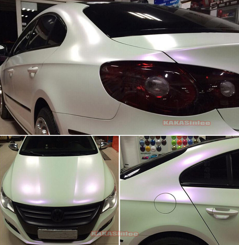 Whole Car Wrap Matte White to Purple Pearl Chameleon Vinyl Sticker 50FT x 5FT US
