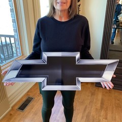 Chevy Bow Tie Full Size Wall Emblem Art 34″ by 11″ GM Chevrolet Black Bowtie