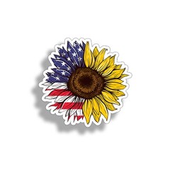 4″ USA Flag Sunflower Sticker Sun Flower Laptop Car Vehicle Window Bumper Decal