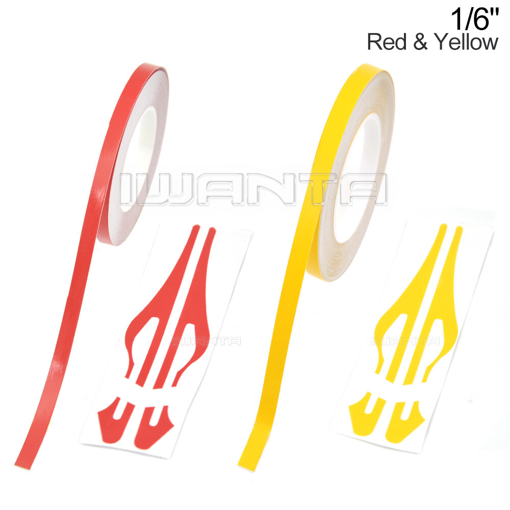 1/6″ 4mm Red & Yellow Pinstriping Pin Stripe DIY Line Vinyl Tape Decal Sticker