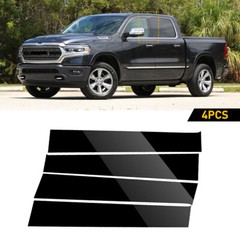 Door Piano Black Pillar Posts for Dodge Ram 09-18 Crew/Quad/Extended EXT Tr Y