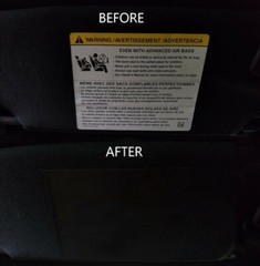 2015-2019 FORD MUSTANG SUN VISOR WARNING LABEL BLACKOUT DECALS – MATTE BLACK