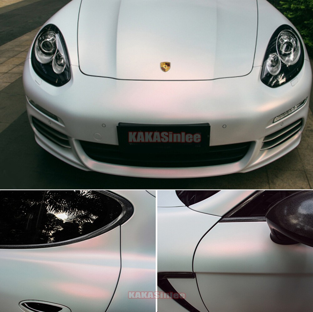 Matte White to Red Pearl Chameleon Satin Chrome Vinyl Wrap Car Sticker Strips US
