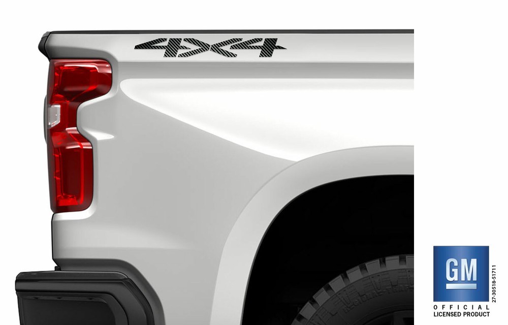 2019 20 21 22 23 24 Chevy Silverado 1500 Carbon Fiber 4X4 Bedside Decals Set 2