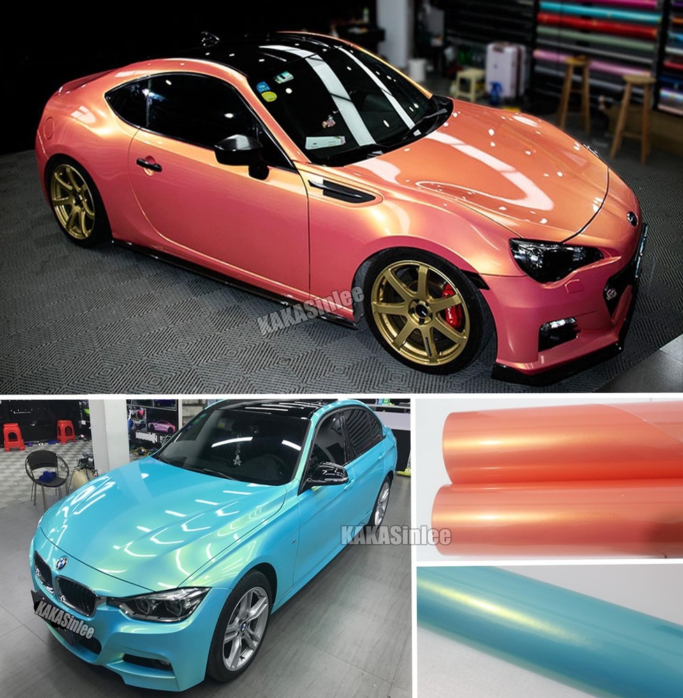 Full Car Wrap / Pearl Rainbow Coral Chameleon Satin Chrome Vinyl PVC Sticker US