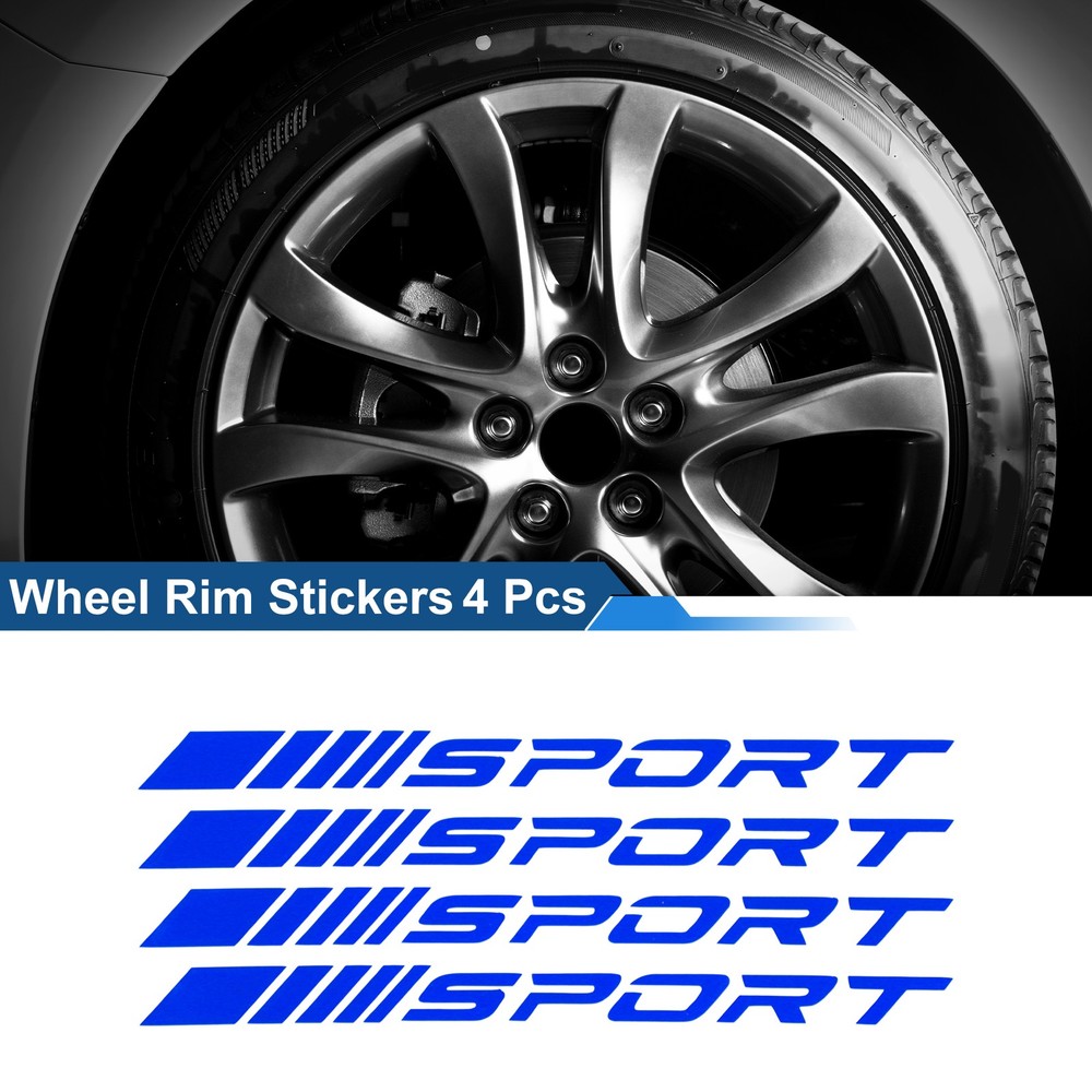 4 Pcs Square Wheel Rim Decal Stripe Reflective Wheel Decals Stickers Blue PET