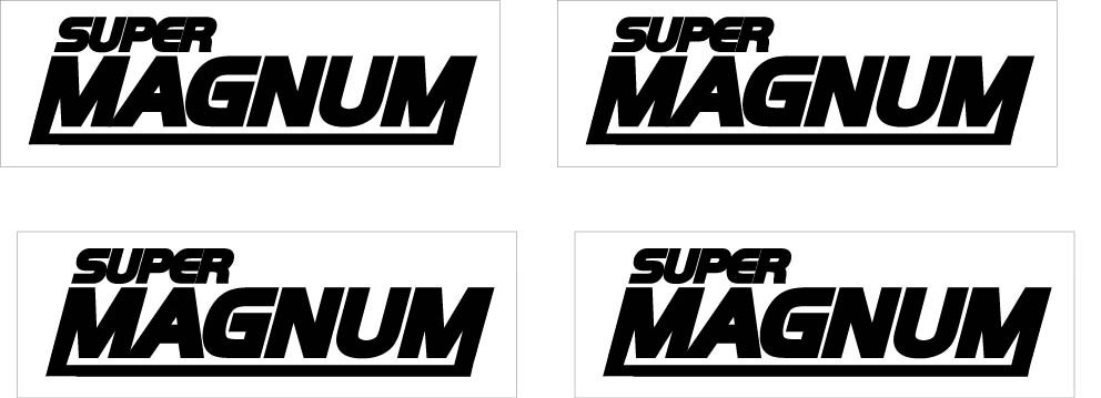 Super Magnum for Modified Chainsaw Black on Clear Vinyl Sticker 4 Pack P47