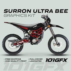 Surron Ultra Bee Graphics Kit FOX RACE LINE Black Red Decals Stickers Laminated