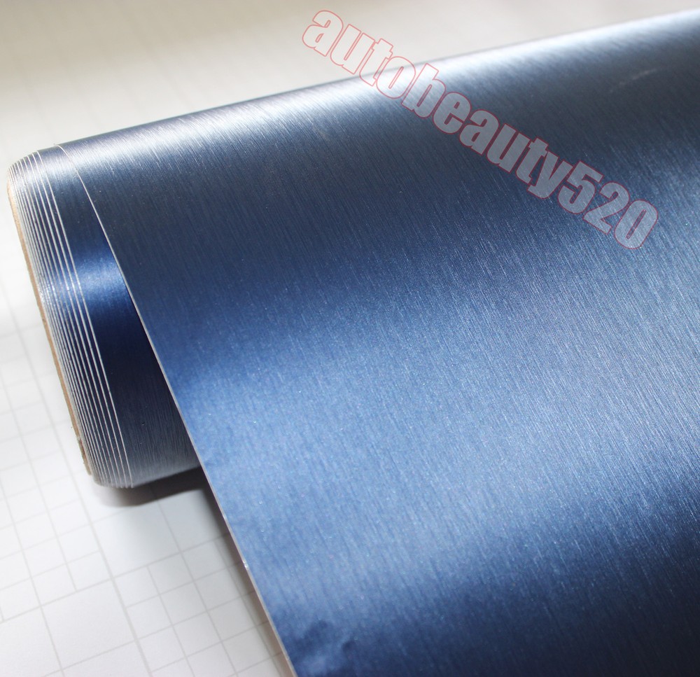 12″ x 60″ – Hot Car Metallic Matte Brushed Steel Vinyl Wrap Sticker D Blue Decal