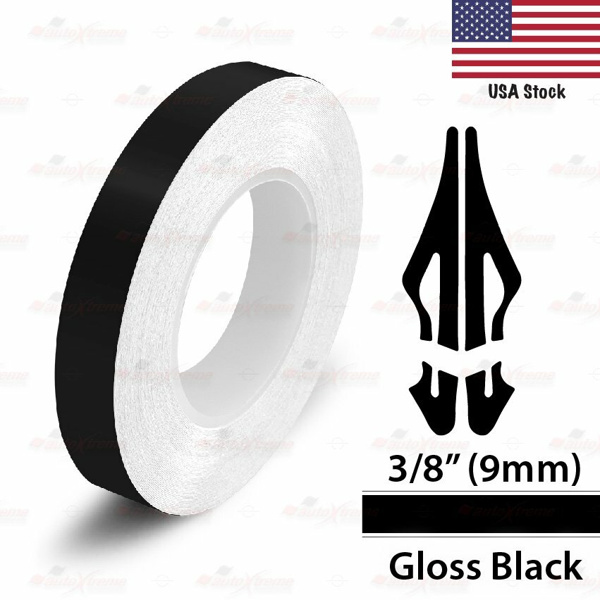 GLOSS BLACK 9mm 3/8″ Roll Pin Stripe PinStriping Line Tape Vinyl Car MC STICKER