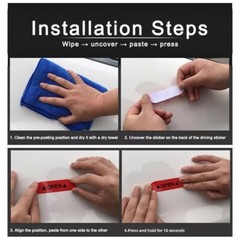 4x Reflective Car Door Warning Stickers Safety Tape Open Sign Night Visibility