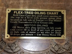Flex-Tred Tractor Oiling Chart Data Plate ACID ETCHED Brass