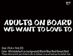 ADULTS ON BOARD Stickers Reflective Funny Car Window Decal Best Gifts