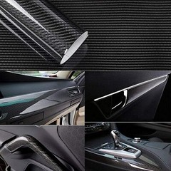 Black Car Interior Wrap Sticker 6D Carbon Fiber Vinyl Film Car Auto Decal + Tool