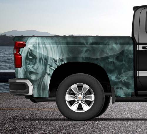 Mist Sexy Woman Green Truck Wrap Vinyl Bed Side Graphic Decal Tailgate DS PS USA
