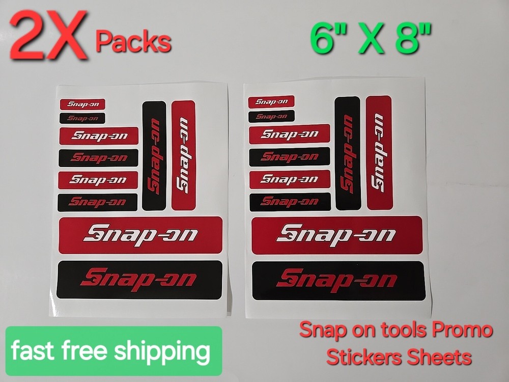 2X Packs Snap On Tools Promo 10 stickers/sheet Red, White & Black Decal Emblem !