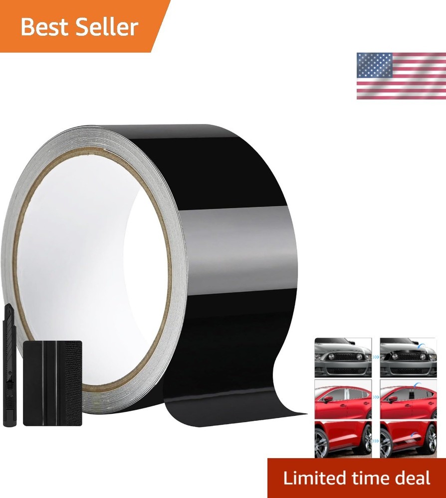 GRTHTATI 2IN X 30FT Gloss Black Vinyl Wrap for Chrome Delete Window Trim Car Doo
