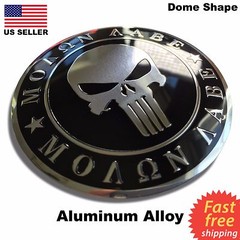 ALUMINUM 2nd Amendment Decal Sticker Molon Labe Right To Bear Arms (DOME SHAPE)