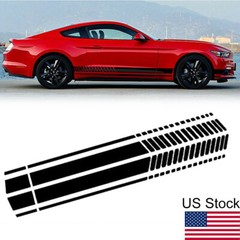 Black Car Body Side Door Sport Racing Stripe Graphic Sticker Skirt Vinyl Decal