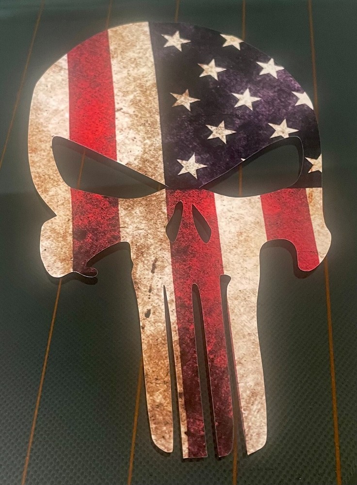 Punisher Skull Sticker American Flag USA Sniper Bumpersticker Gloss Vinyl