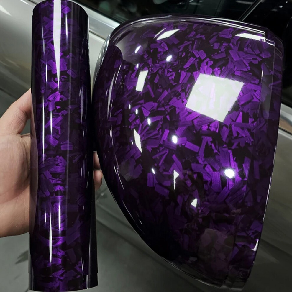 Car Carbon Fiber Film Glossy Forged Carbon Fiber Vinyl Foil Wrap Glossy Purple