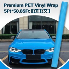5FTx50FT PET Crystal Ice Cream Blue Vinyl Wrap Self-Adhesive Air Release