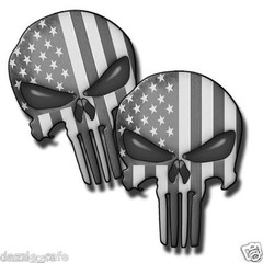 Punisher Skull American Flag Subdued Graphic Die-Cut Decal Stickers 2 pack