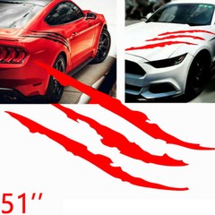 Universal 2Pcs 51″ Red Beast Claws Scratch Hood Bonnet Decal Stickers Decor
